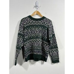 Vintage‎ Trails End Fair Isle Sweater Crewneck Knit Pullover Medium Granola Folk
